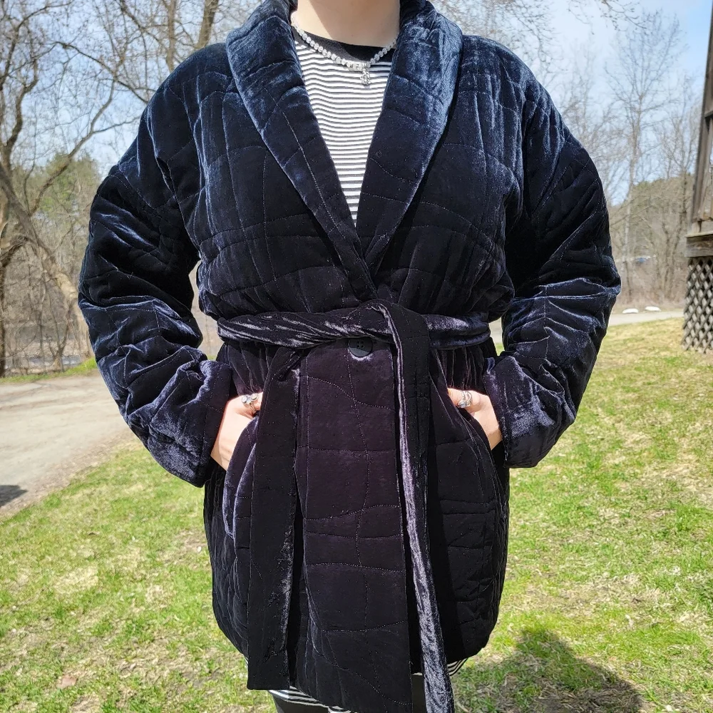 Eileen Fisher Velvet Midi Coat - Picture 8 of 10